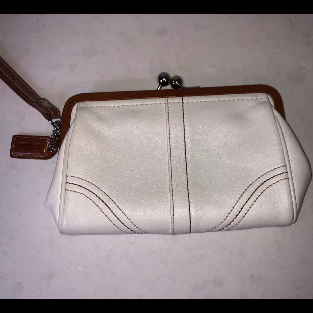 Coach white wristlet